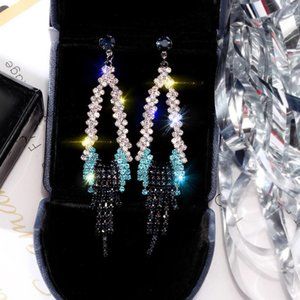 Mermaid Turquise Blue Rhinestone Pageant Earrings For Prom Homecoming